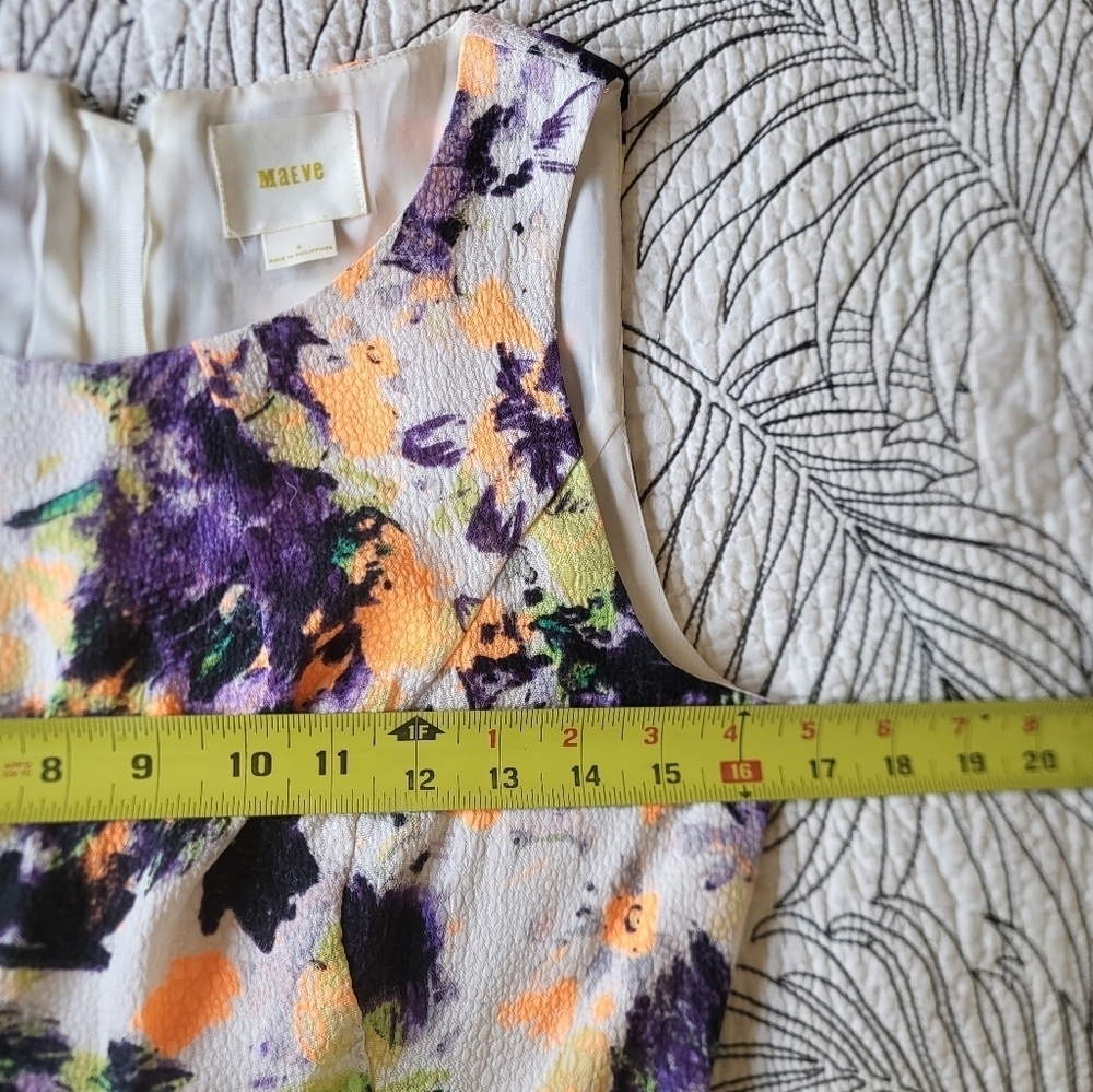 MAEVE By Anthro Neon Floral Print Fit and Flare Dress Size 4 - Picture 8 of 13